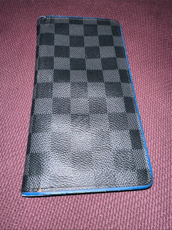 Louis Vuitton Handbags - Louis Vuitton Graphite Coated Canvas & Blue Leather Long Brazza Wallet